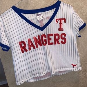 Pink Texas Rangers crop top